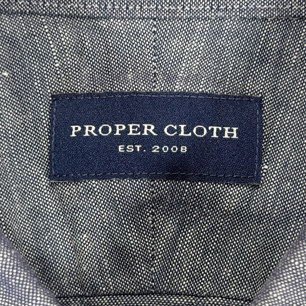 Proper Cloth Shirt Mens XL Blue Linen Blend Short Sleeve Button Up - Picture 3 of 7